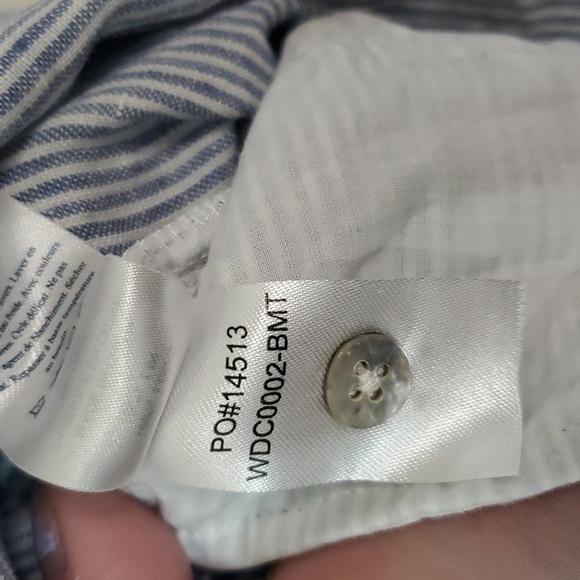 Faherty Isha Linen Swing Dress Size Medium Pockets Blue White Stripe Mini Beach - Picture 9 of 13